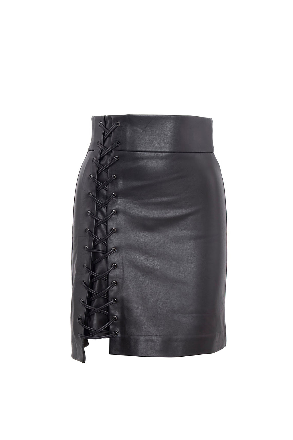 Women Faux Leather Pencil Skirt in Black Color
