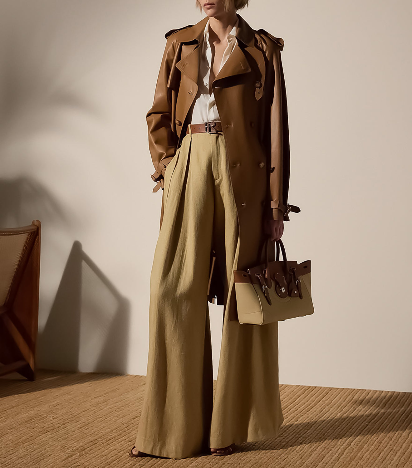 Women Lambskin Brown Trench Coat