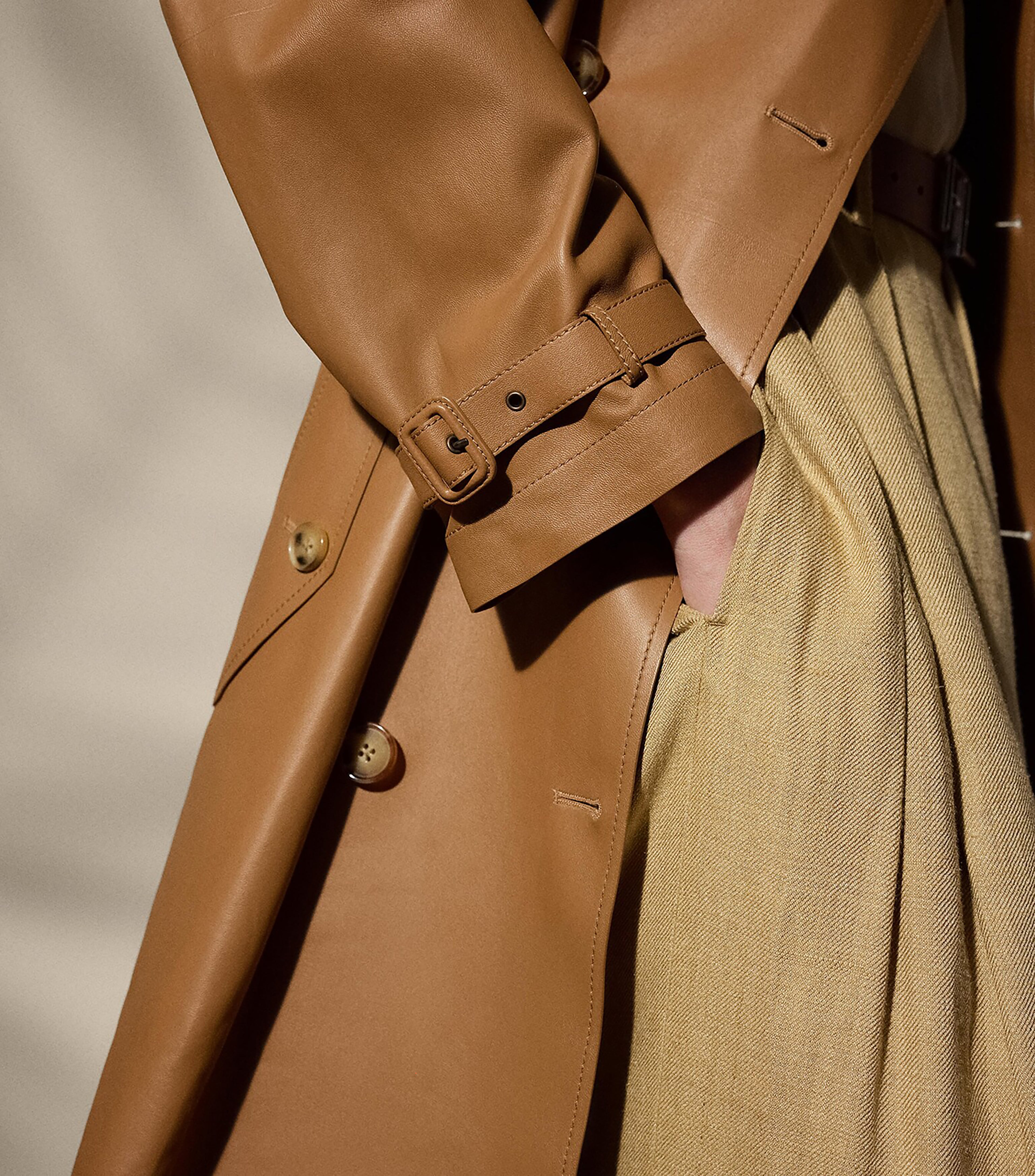 Women Lambskin Brown Trench Coat