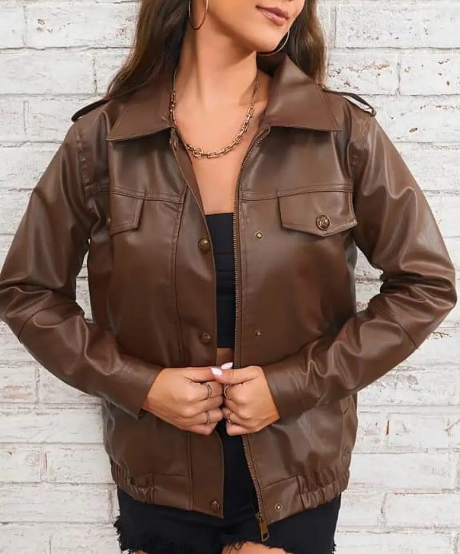 Women's 90's Handmade Lambskin Oversized Real Leather Jacket