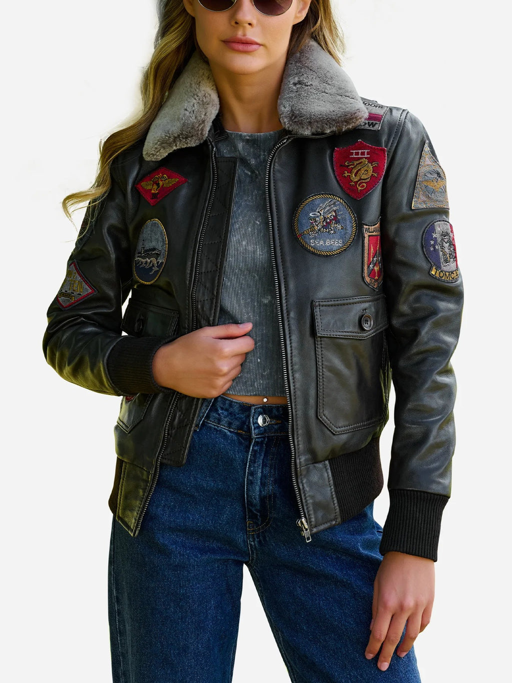Women's A2 Flight Aviator Bomber Leather Jacket