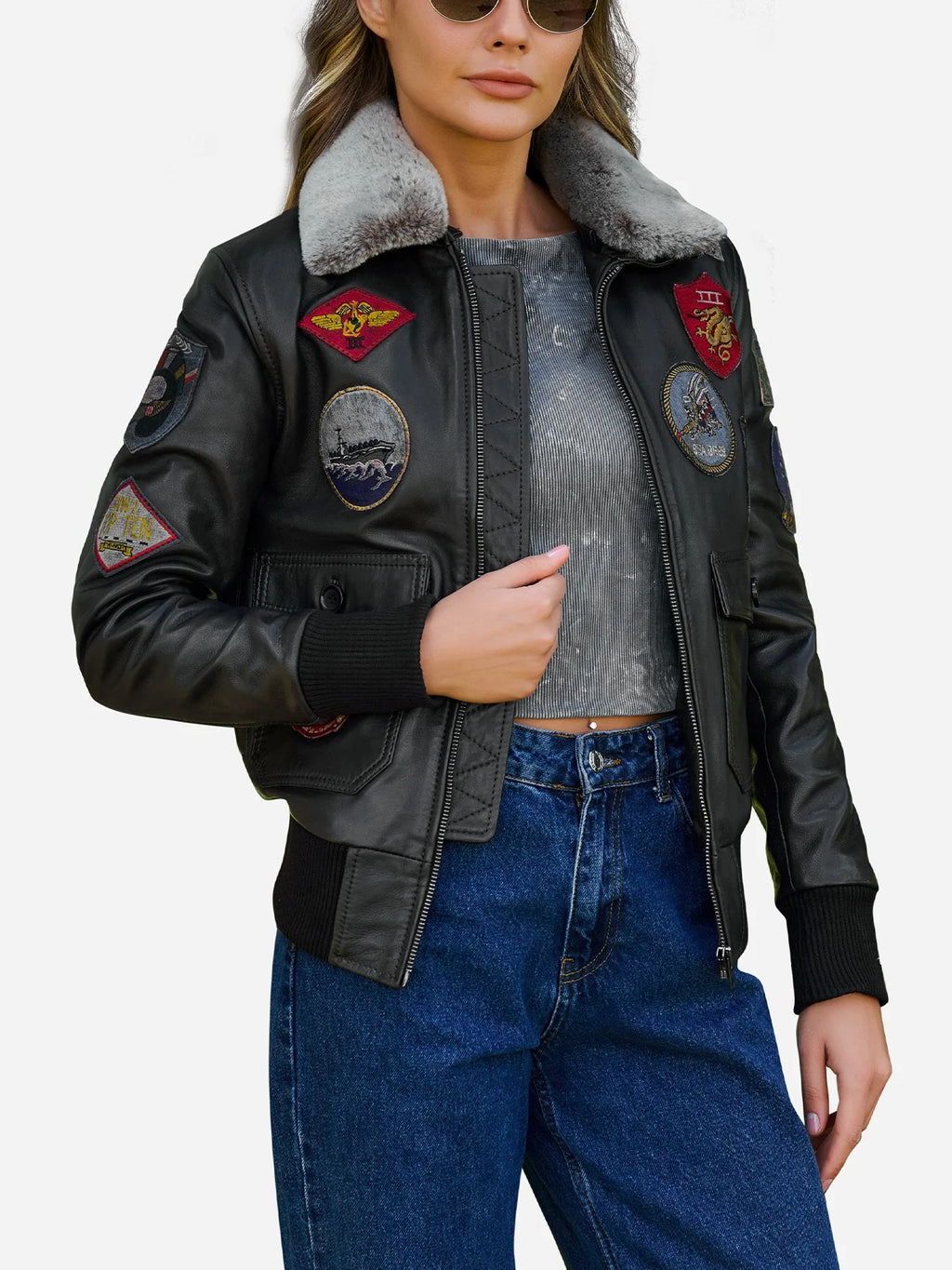Women's A2 Flight Aviator Bomber Leather Jacket