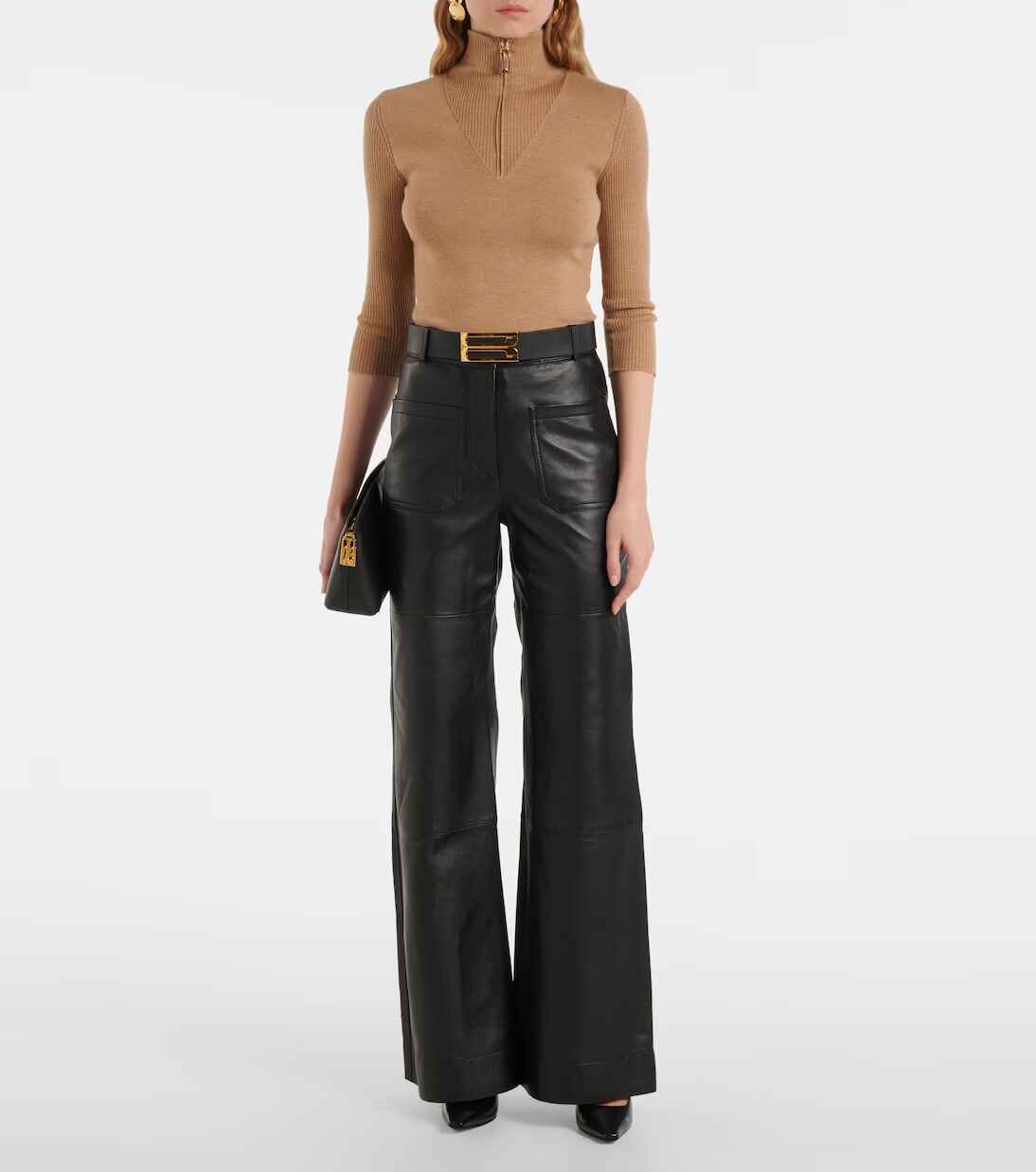 Women's Alina High Rise Leather Bootcut Pants