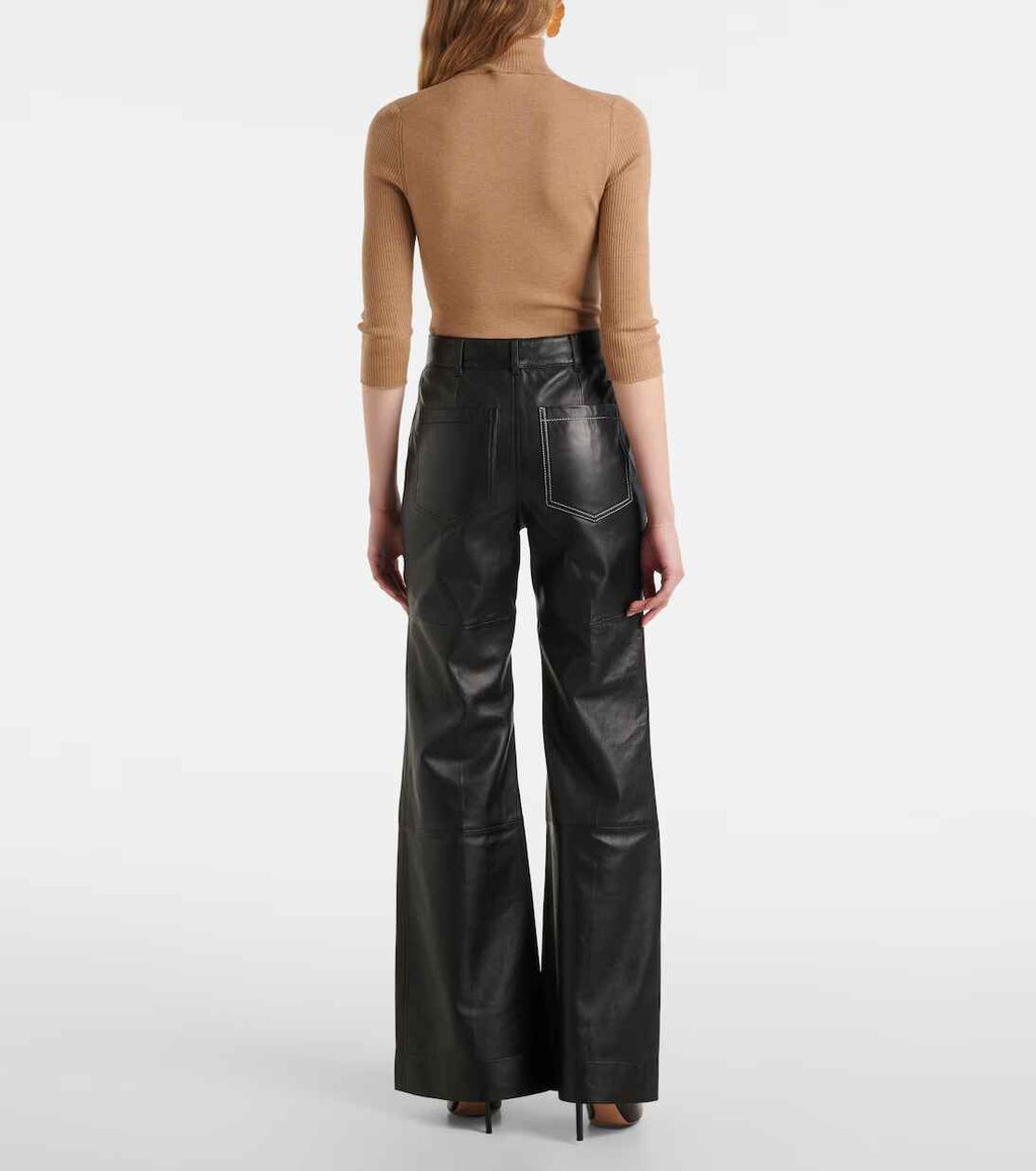 Women's Alina High Rise Leather Bootcut Pants