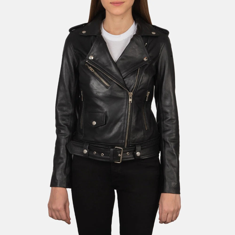 Women's Alison Zipped Leather Biker Jacket