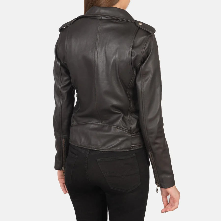 Women's Alison Zipped Leather Biker Jacket