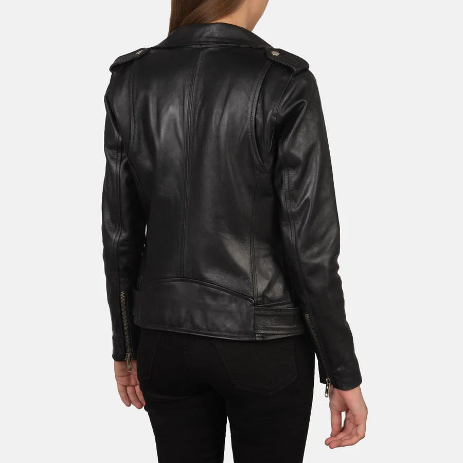 Women's Alison Zipped Leather Biker Jacket