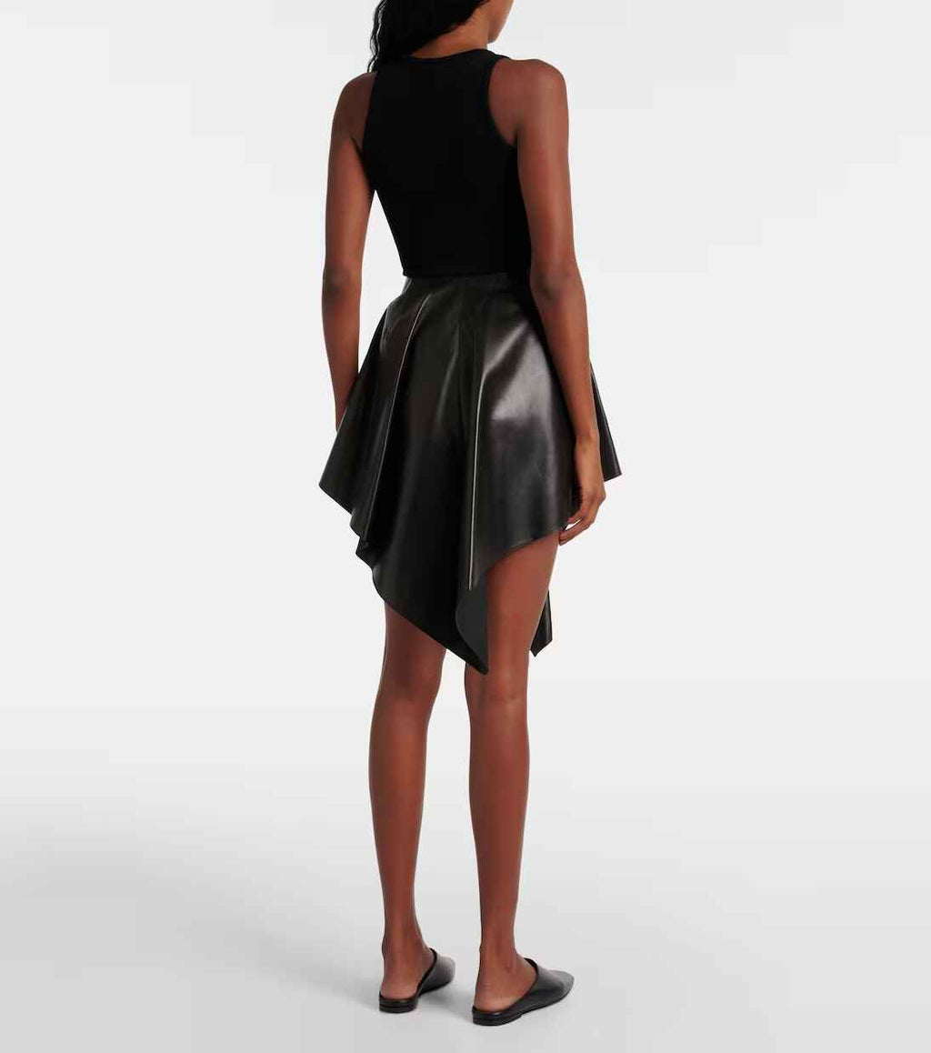 Women's Asymmetric Leather Mini Leather Skirt