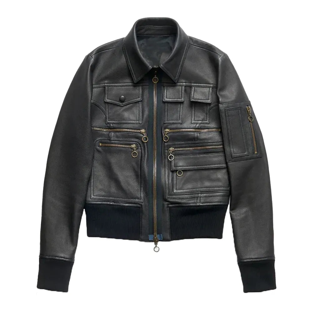 Women's Aviator Black Bomber Leather Jacket
