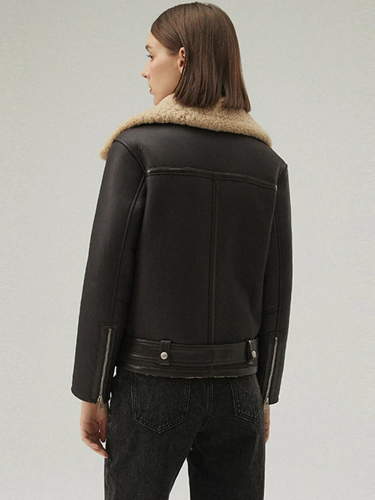 Women's B-3 Belted Fur & Shearling Leather Jacket