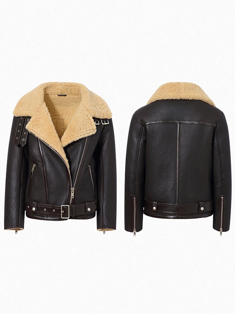 Women's B-3 Belted Fur & Shearling Leather Jacket