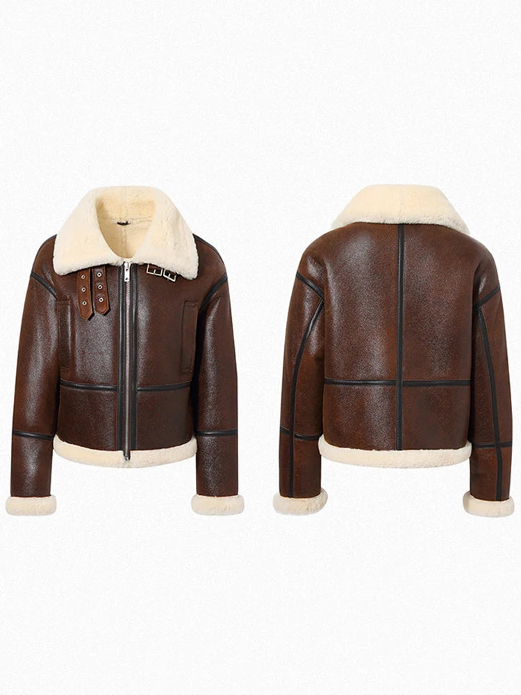 Women's B-3 Bomber Fur & Shearling Jacket Brown
