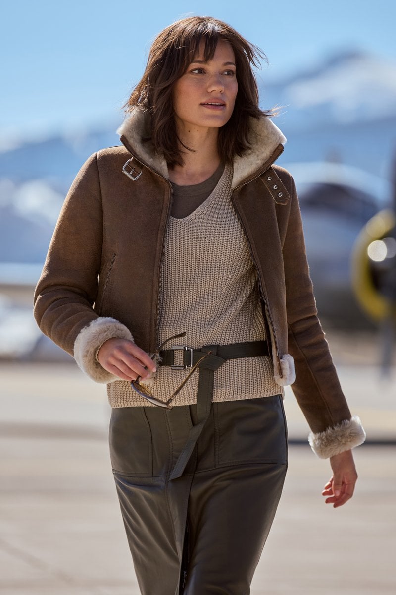 Women's B-3 Bomber Fur & Shearling Jacket