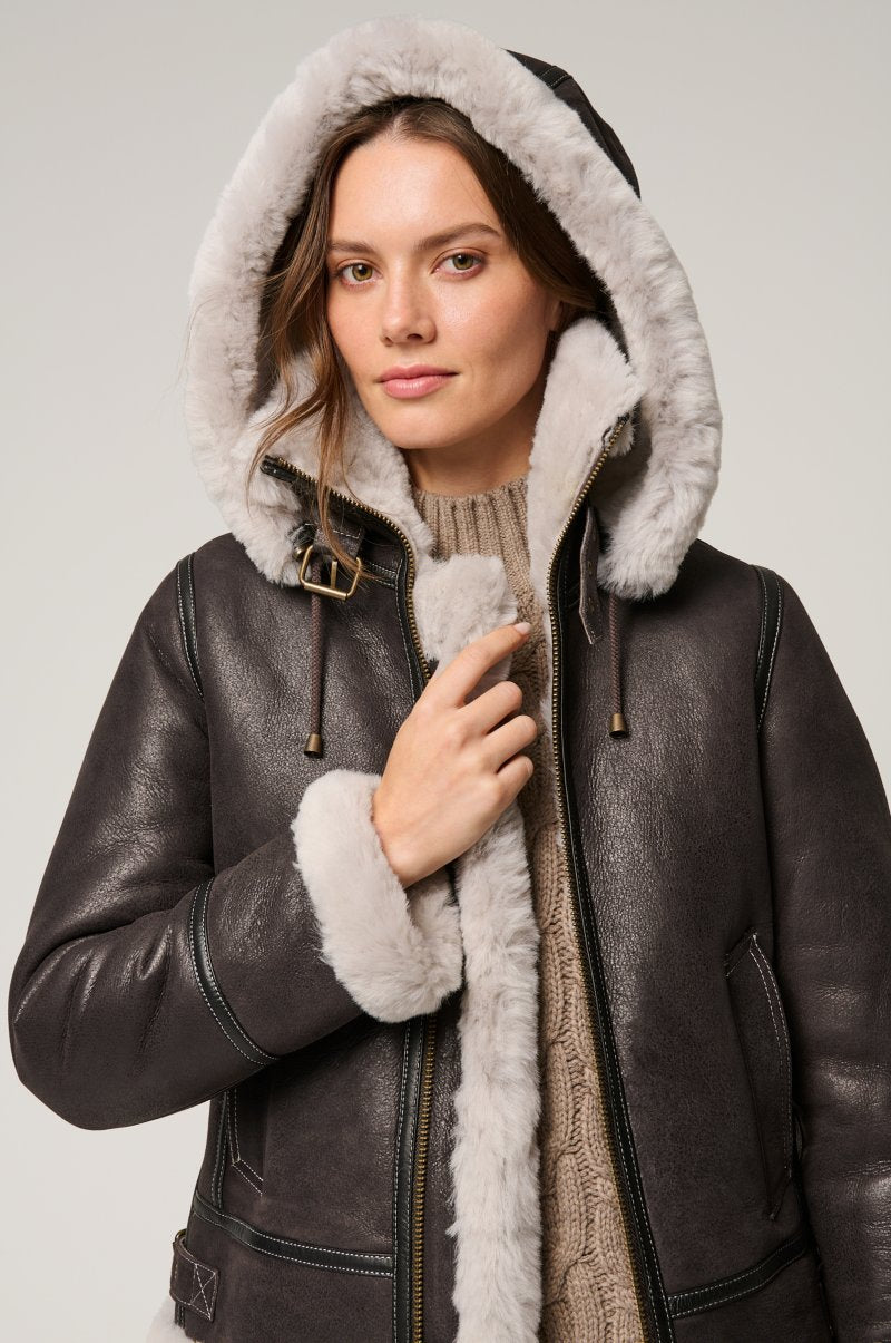 B-3 Bomberjacke aus Schaffell und Lammfell für Damen 