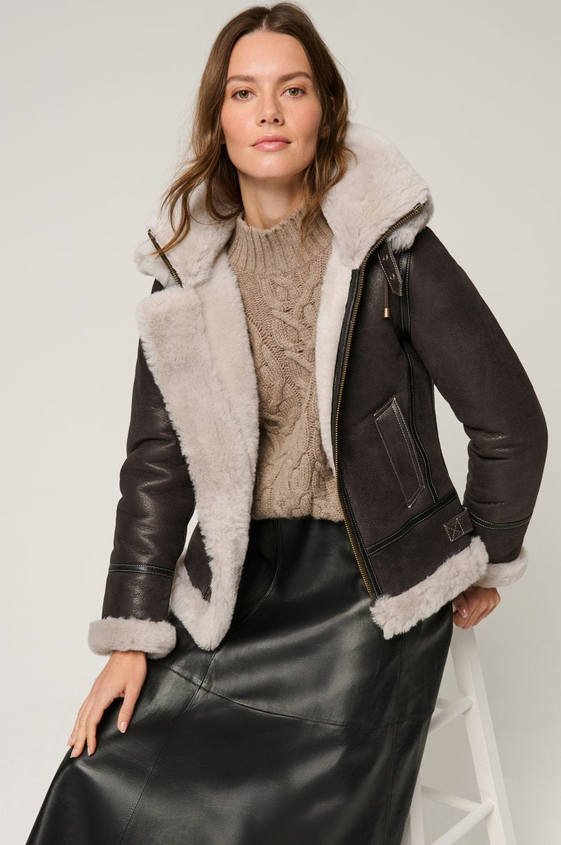 Women's B-3 Bomber Sheepskin Fur & Shearling Jacket