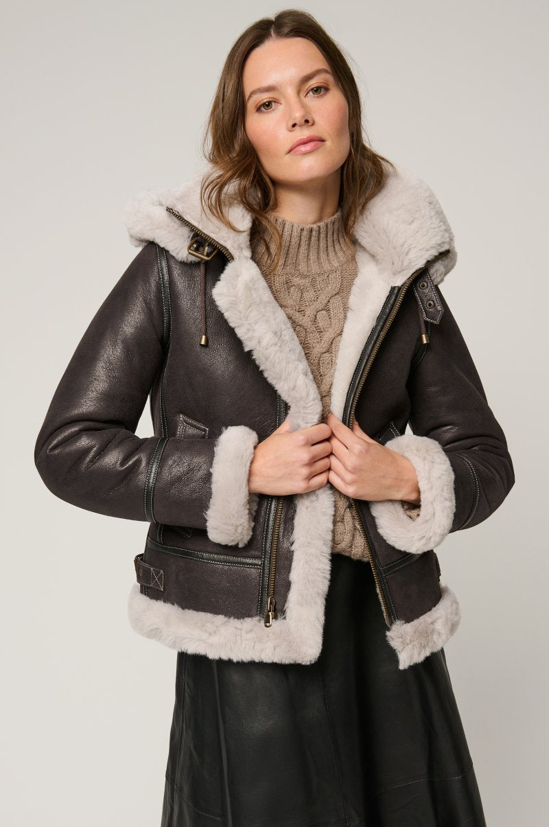 Women's B-3 Bomber Sheepskin Fur & Shearling Jacket