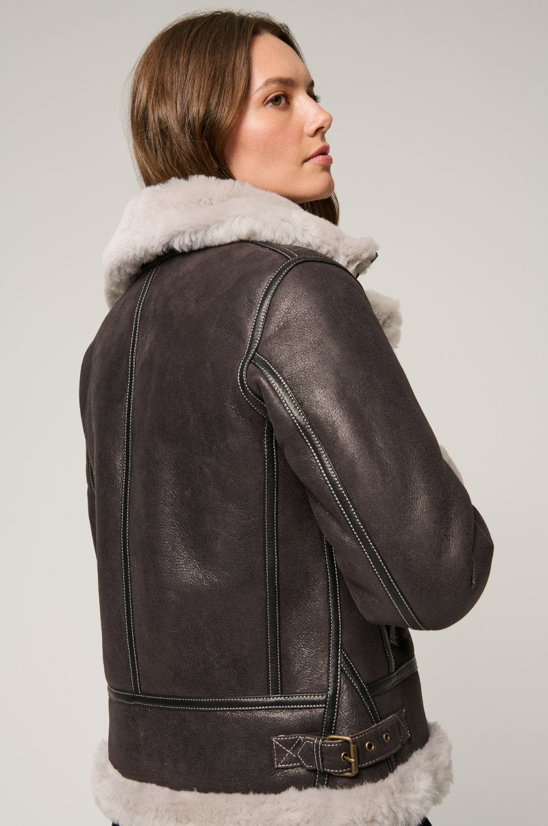 Women's B-3 Bomber Sheepskin Fur & Shearling Jacket