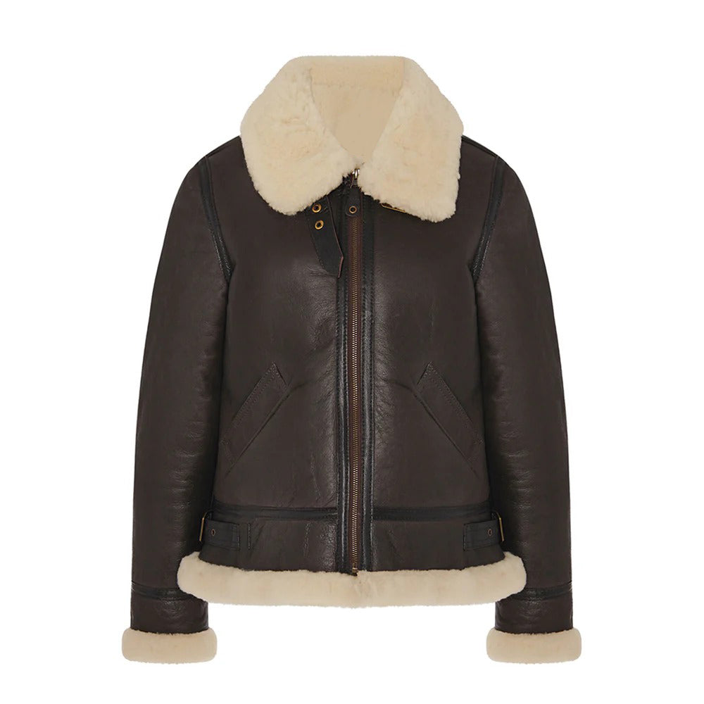 Women's B-3 Slim Fit Shearling Leather Jacket