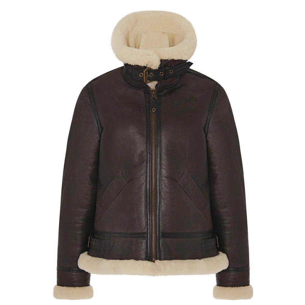 Women's B-3 Slim Fit Shearling Leather Jacket
