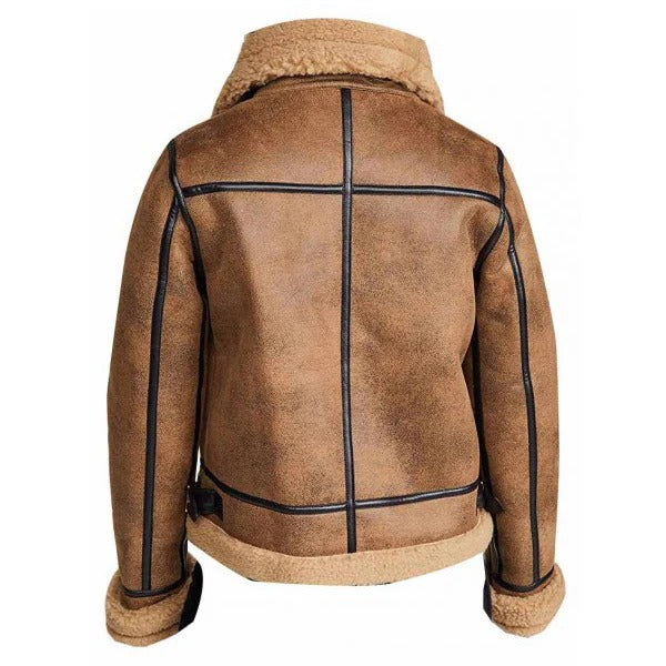 Damen B3 Flight Fur Shearling Pelz Lederjacke