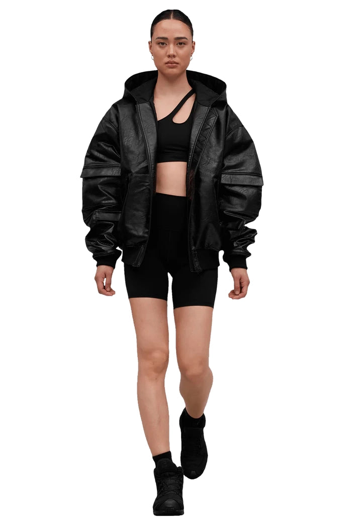 Women's BOXY Oversized Aviator Bomber Leather Jacket