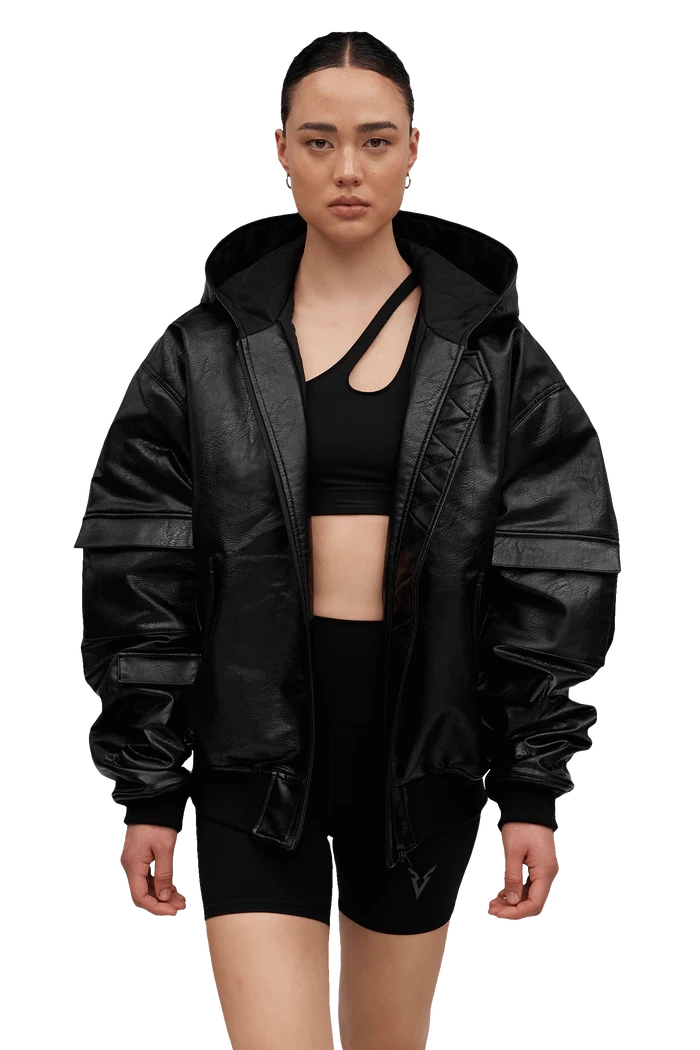 Women's BOXY Oversized Aviator Bomber Leather Jacket