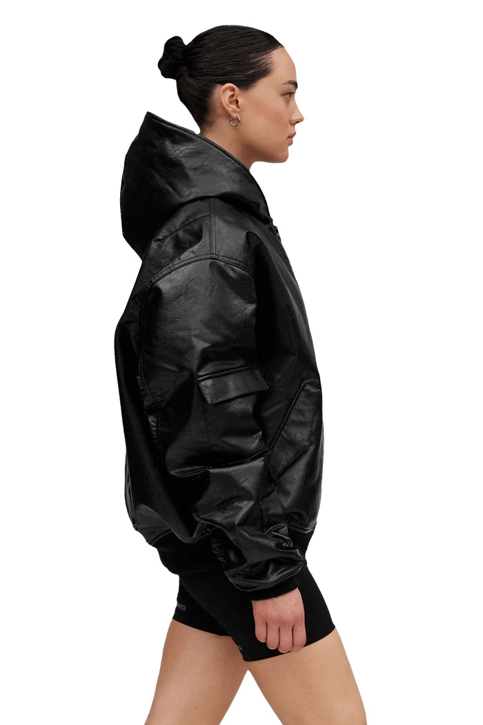 Women's BOXY Oversized Aviator Bomber Leather Jacket