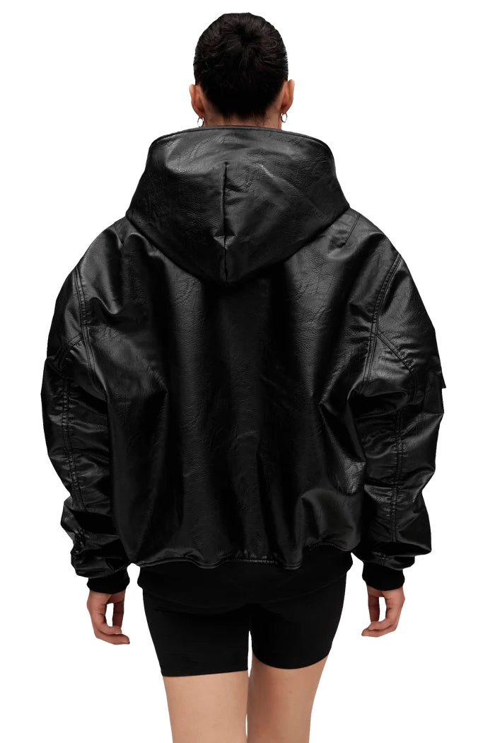 Women's BOXY Oversized Aviator Bomber Leather Jacket