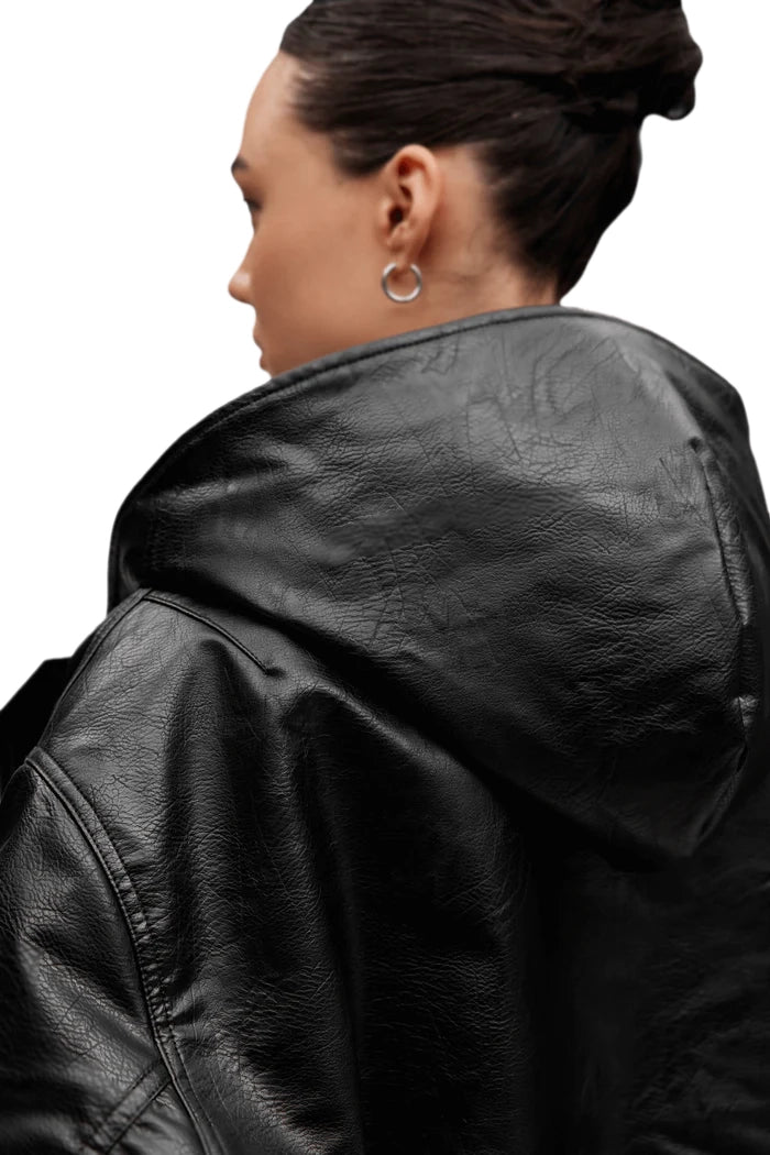 Women's BOXY Oversized Aviator Bomber Leather Jacket