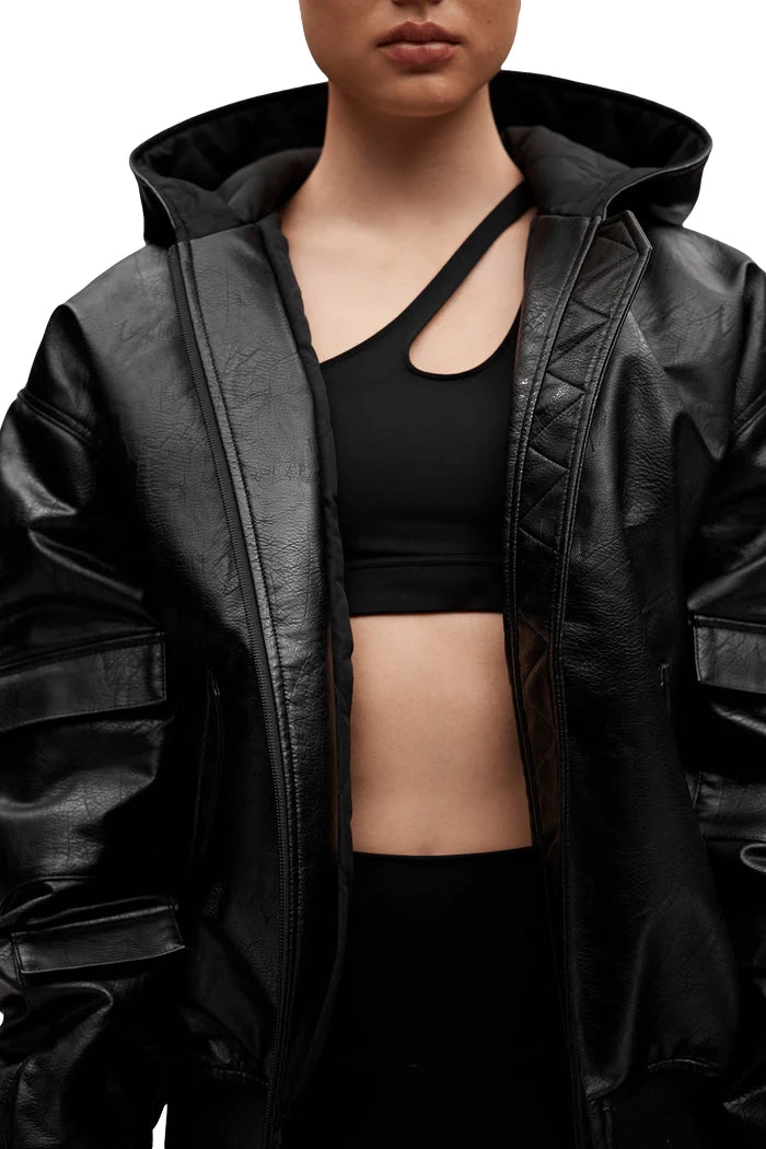 Women's BOXY Oversized Aviator Bomber Leather Jacket