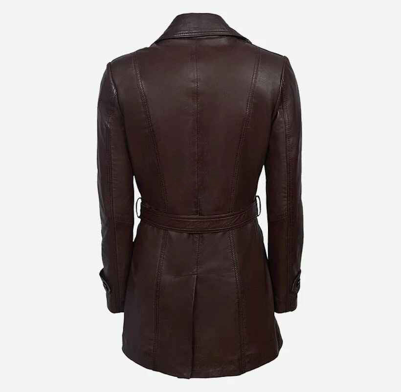 BellaForma Slim Fit Trenchcoat aus Leder mit Bindegürtel für Damen