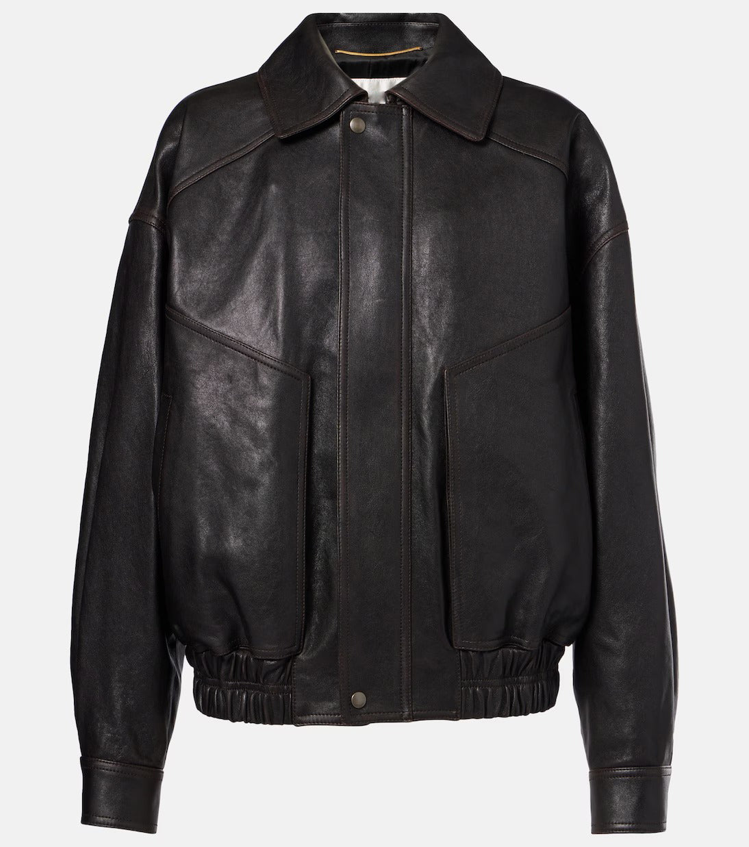 Women's Big Pockets Aviator Bomber Leather Jacket