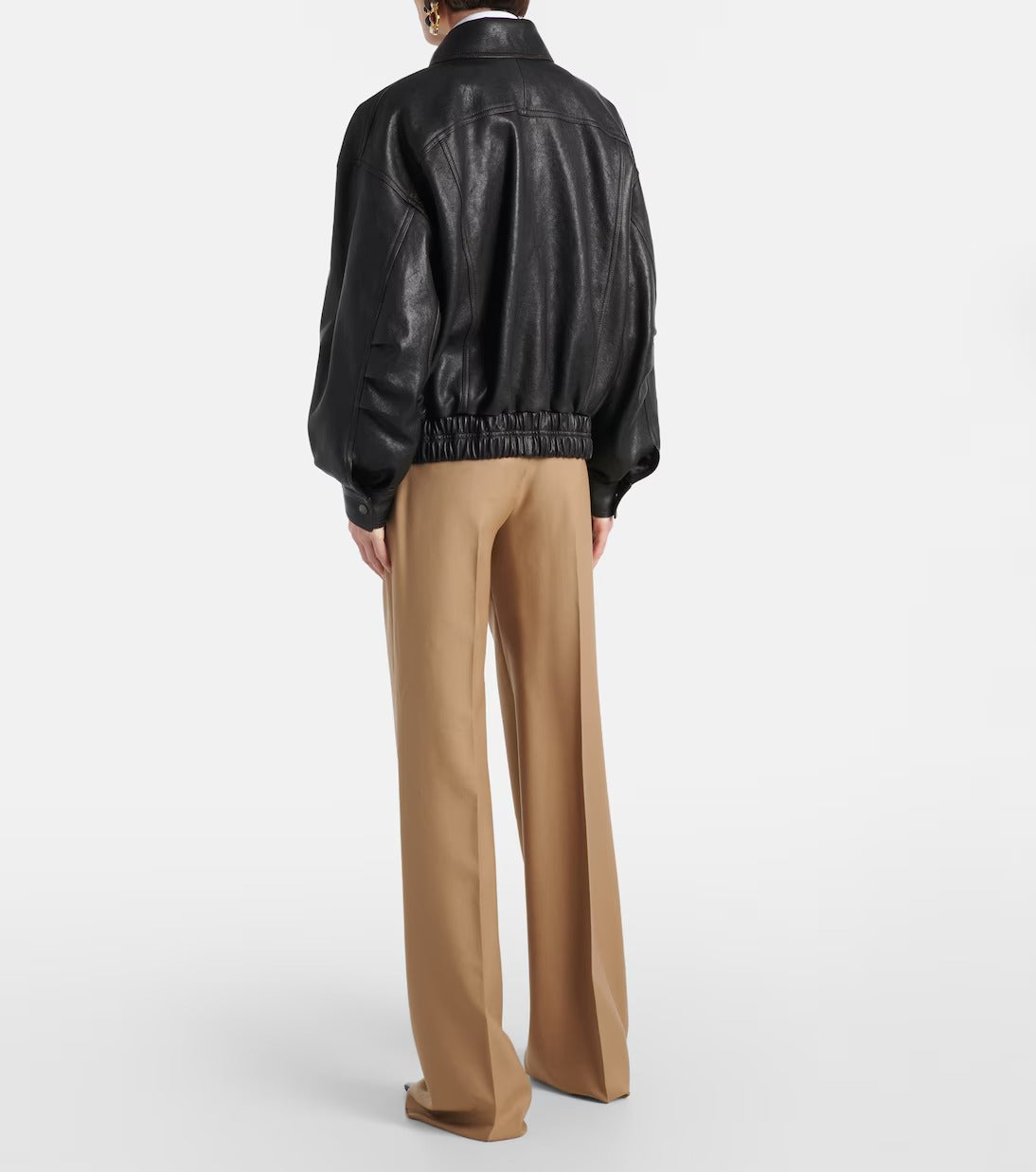 Women's Big Pockets Aviator Bomber Leather Jacket