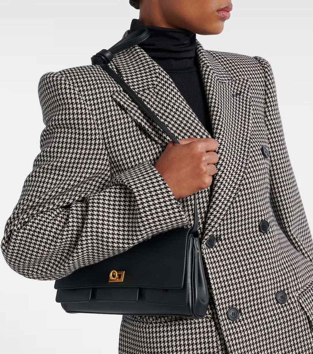 Women's Black Air Detachable Strap Leather Purse