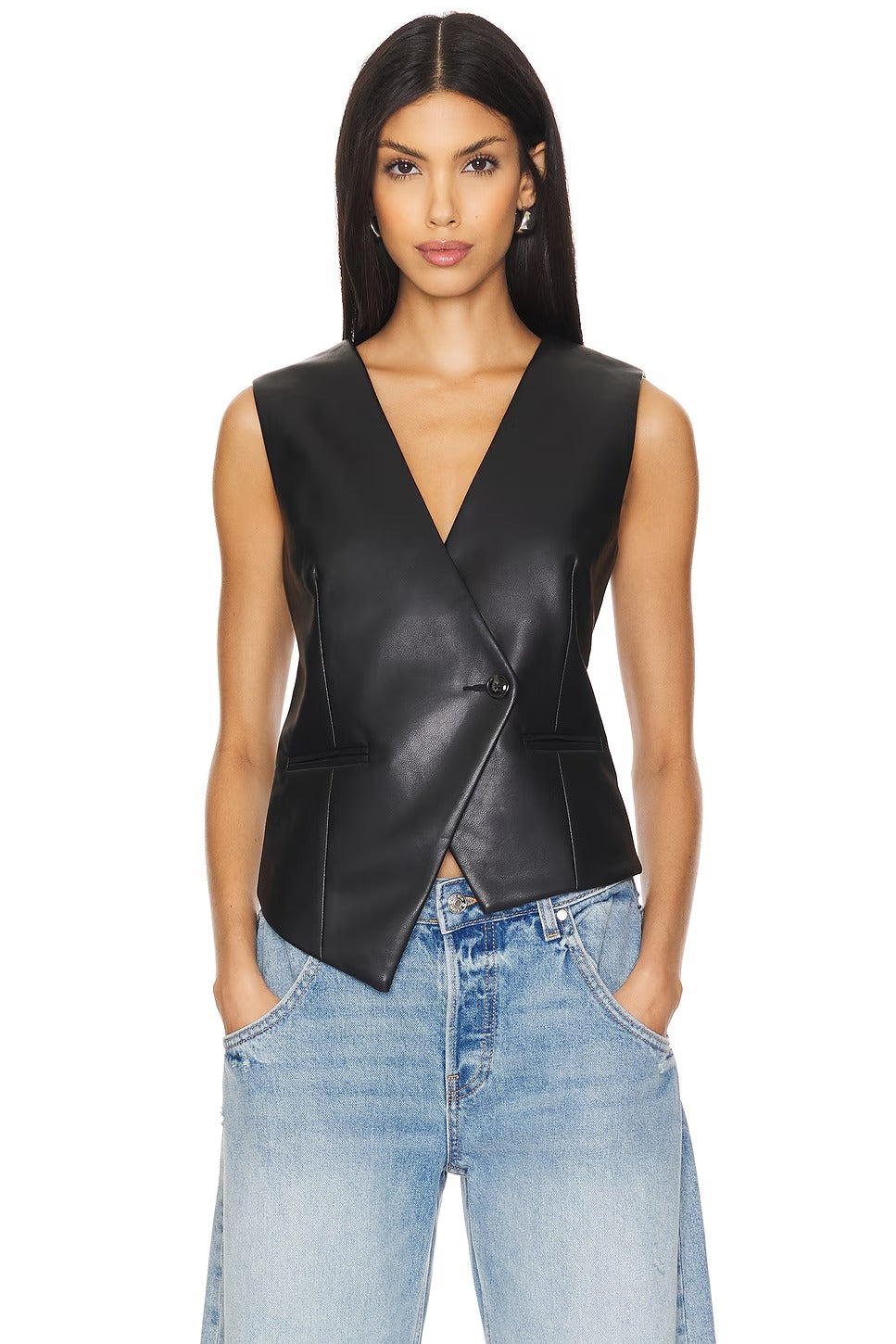 Women's Black Arabella Leather Vest
