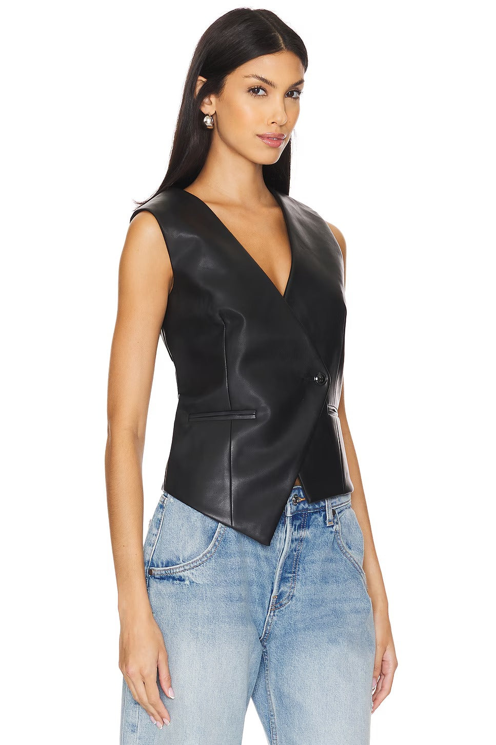Women's Black Arabella Leather Vest