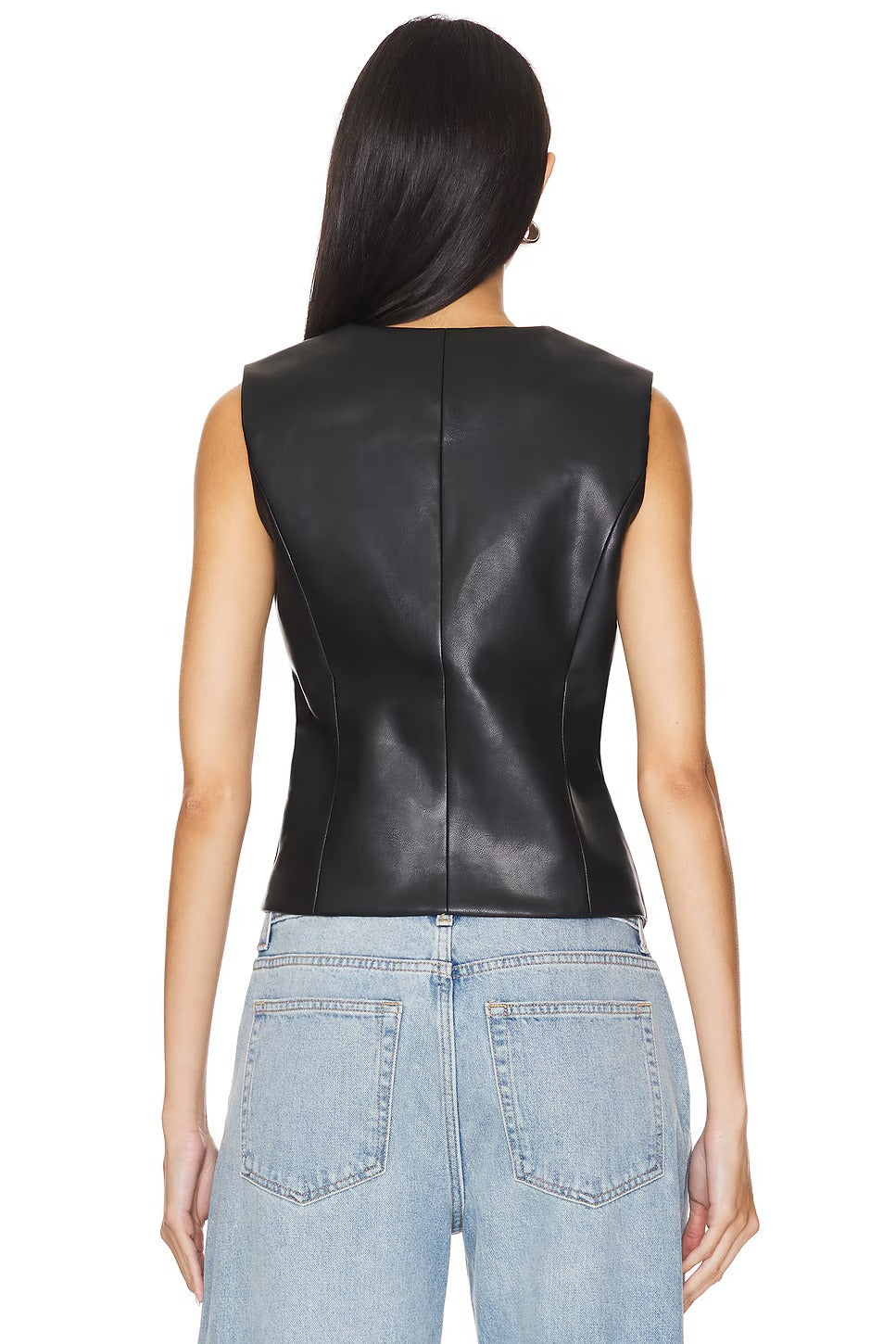 Chaleco de cuero Arabella negro para mujer