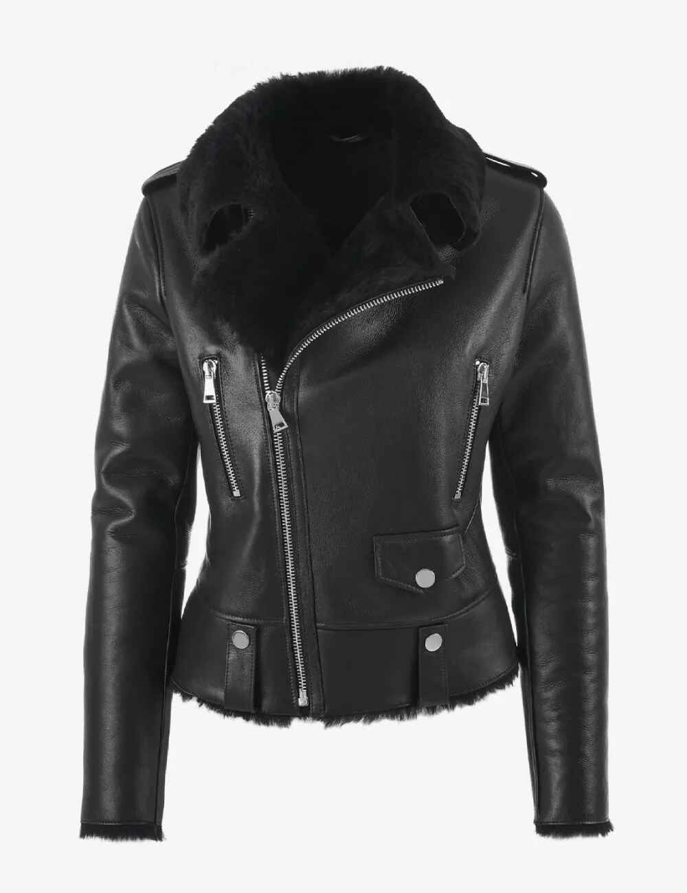Women’s Black Arctic Luxe Leather Shearling Jacket