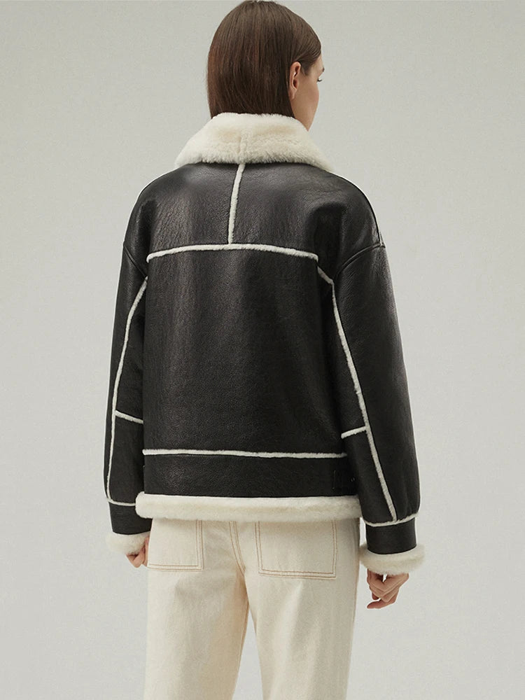 Women's Black B-3 Bomber Fur & Shearling Jacket