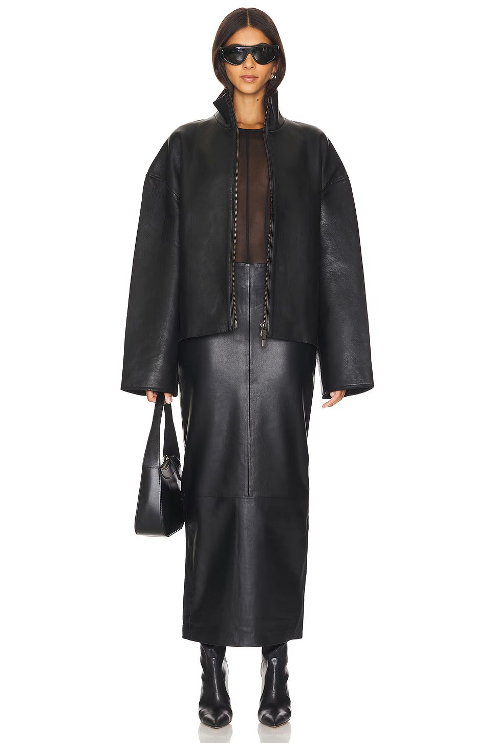 Women's Black Bonded Simple Leather Jacket