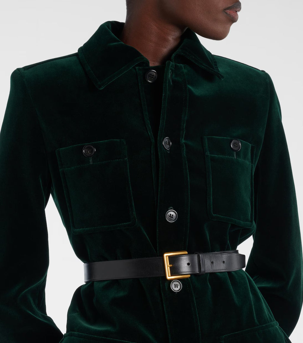 Women's Black Buckle Closure Leather Belt