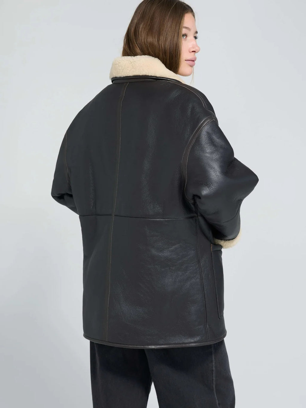 Women’s Black Carrie Leather Shearling Jacket