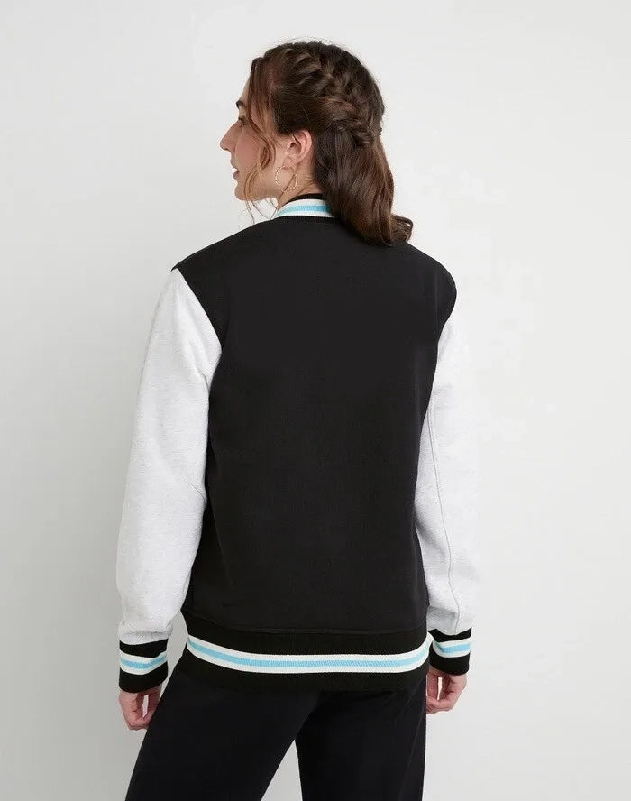 Women's Black Champion Letterman Varsity Jacket