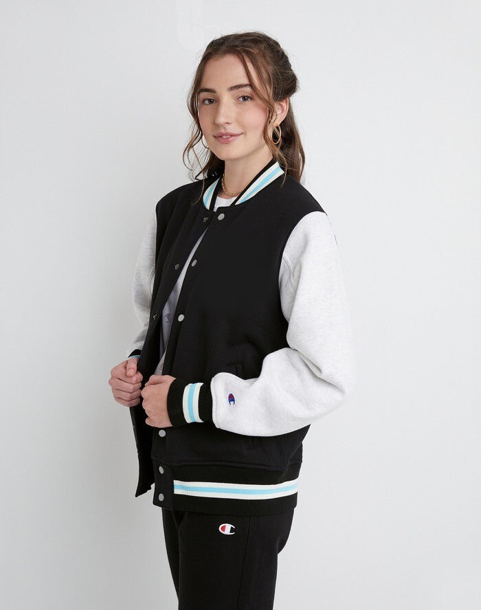 Women's Black Champion Letterman Varsity Jacket