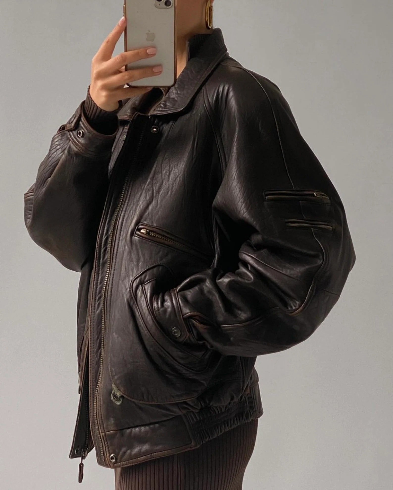 Women's Black Classic Baggy Oversized Soft Leather Jackets