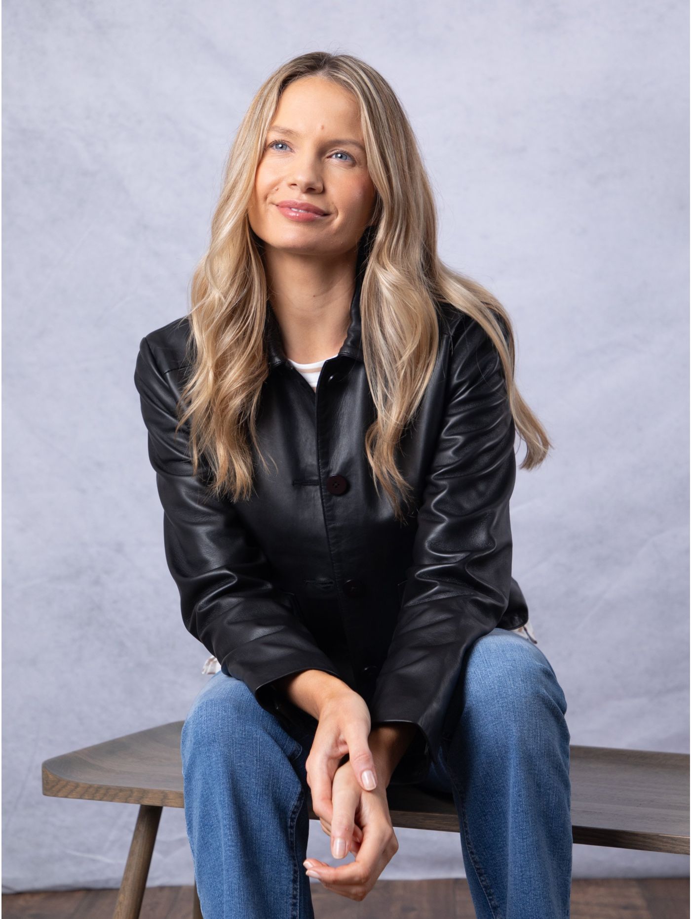 Women's Black Collared Leather Jacket