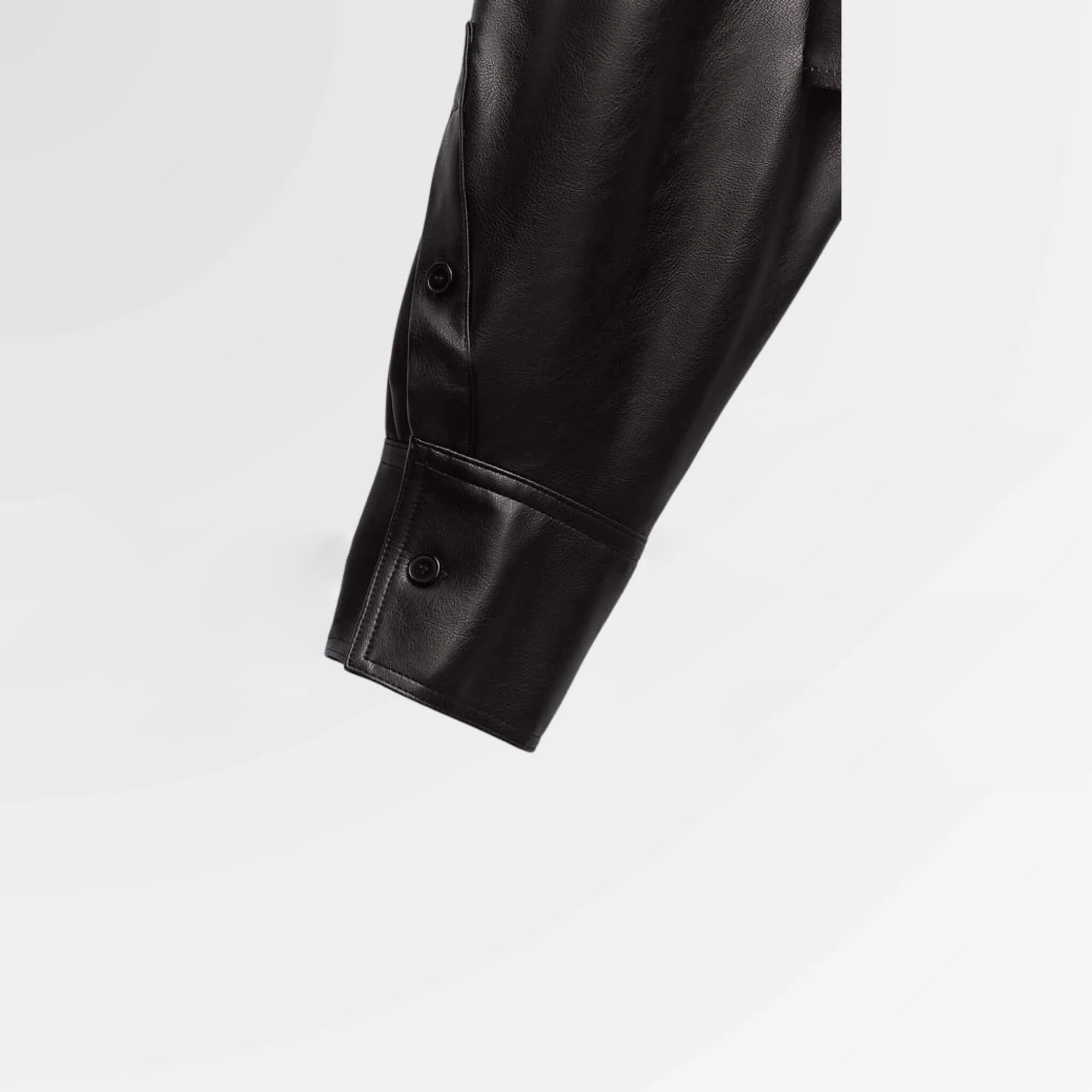 Women's Black Cropped Leather Shirt