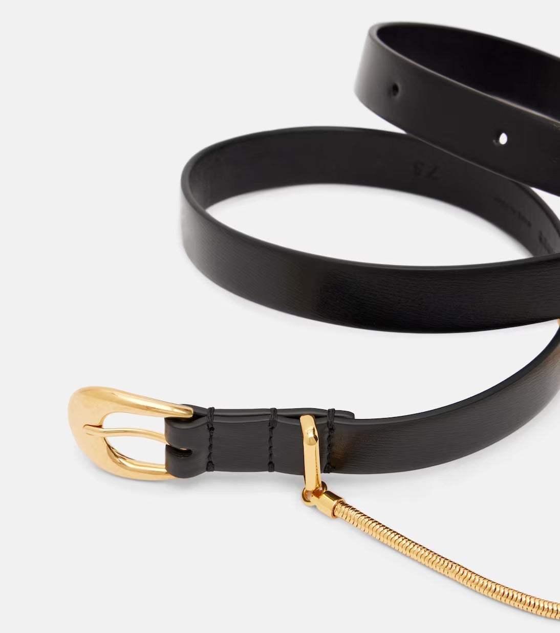 Women's Black Curved Leather Belt
