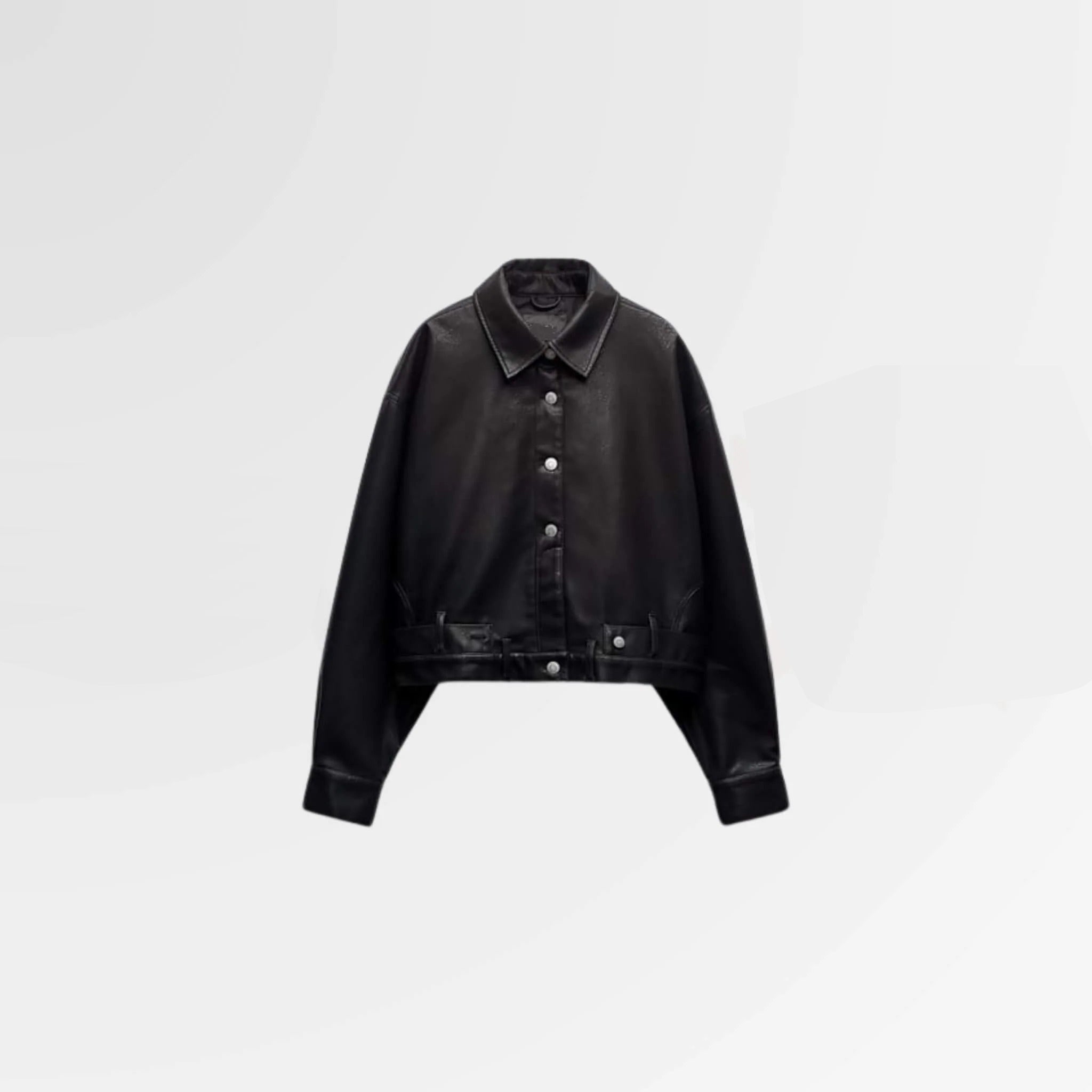 Women's Black Denim Leather Shirt