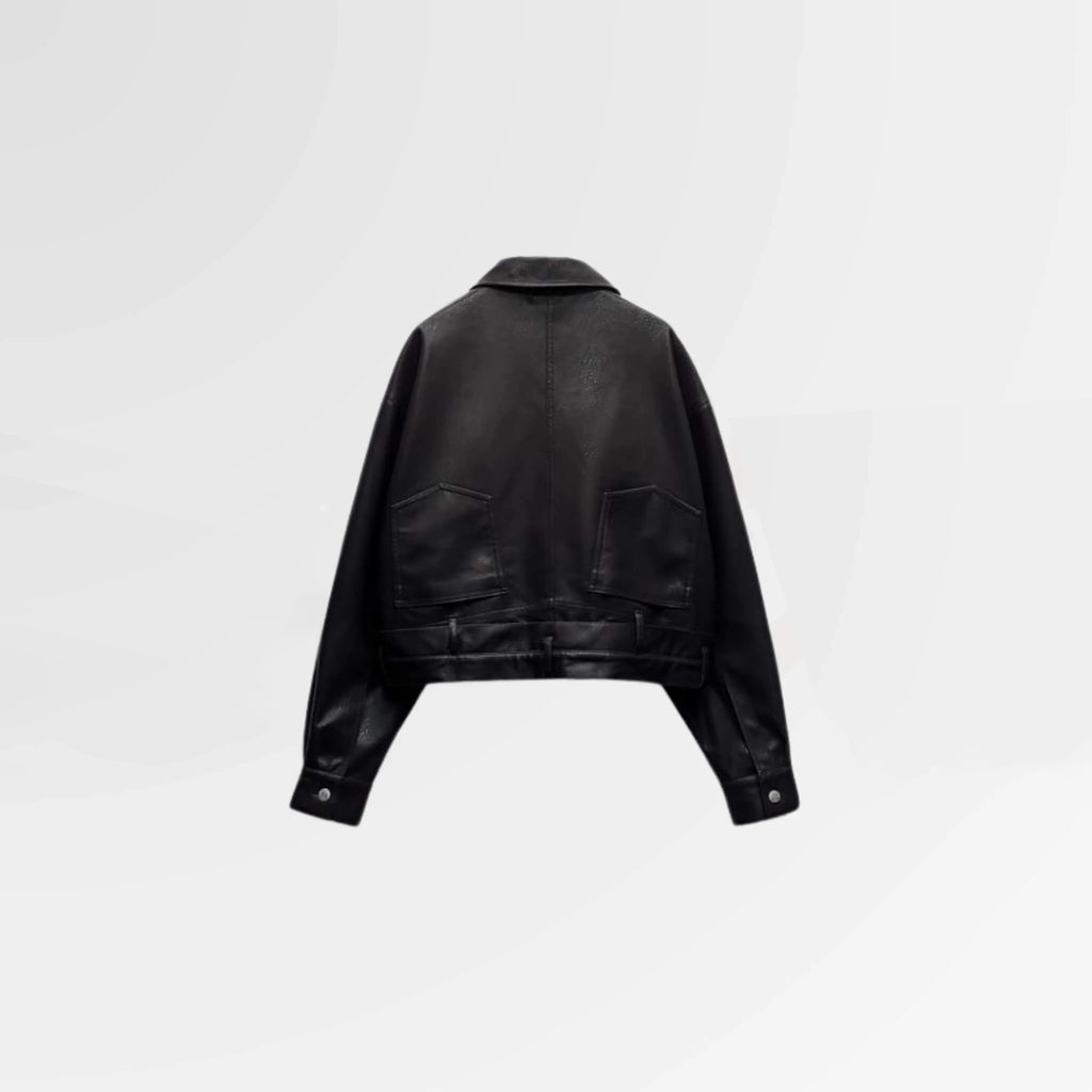 Women's Black Denim Leather Shirt